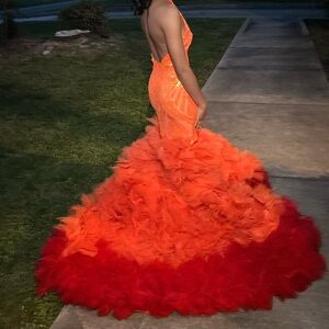 Handmade Flame Ombré Dress • Dramatic Train